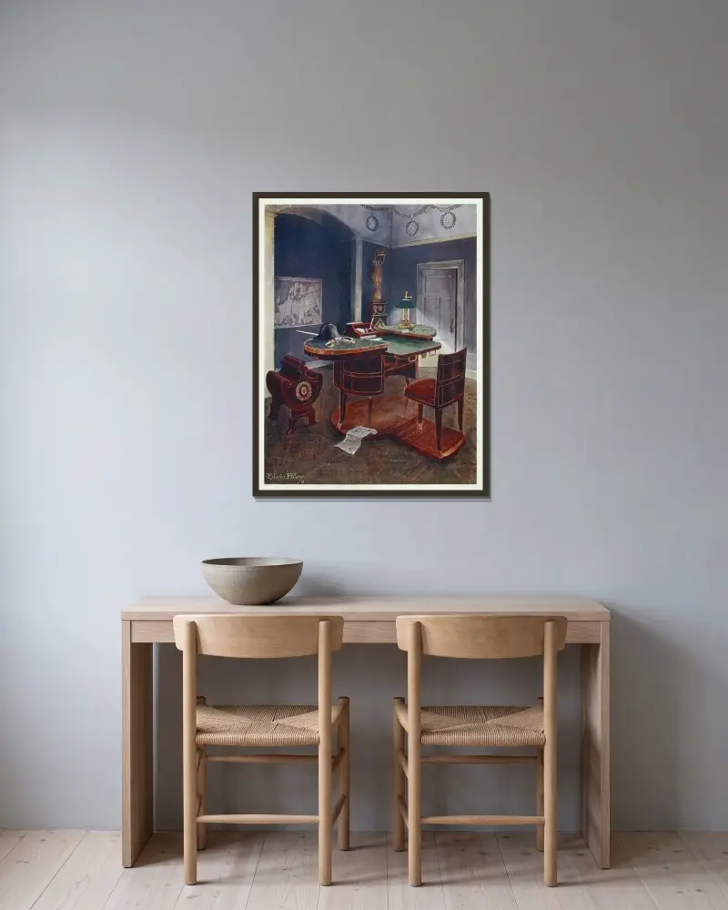 Fältskrivbord och lådskrivbord tillhörande Napoleon I, Château de la Malmaison, Frankrike av Edwin Foley inramad på en vägg