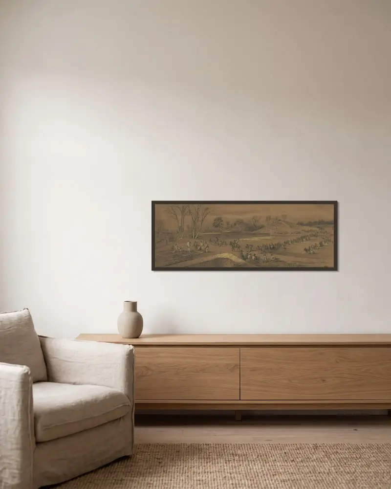 Durchquerung einer Furt von Edwin Forbes gerahmt an einer Wand