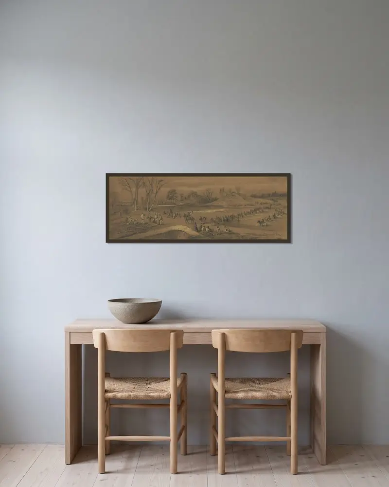Durchquerung einer Furt von Edwin Forbes gerahmt an einer Wand