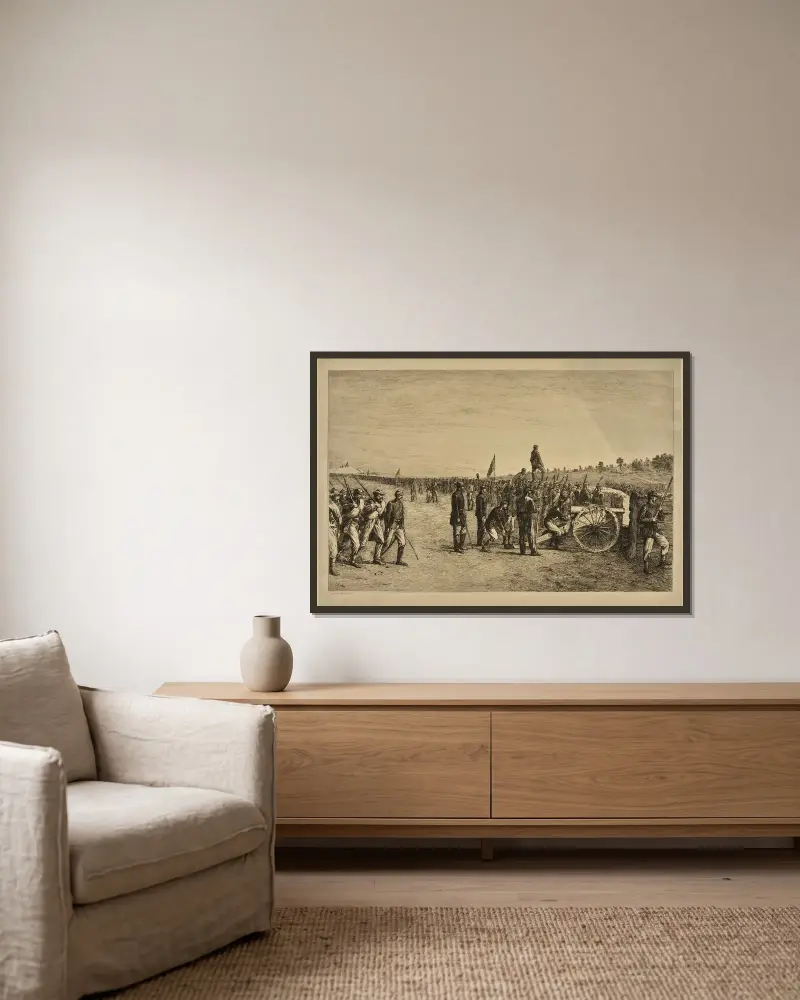 Infanterie von Edwin Forbes gerahmt an einer Wand