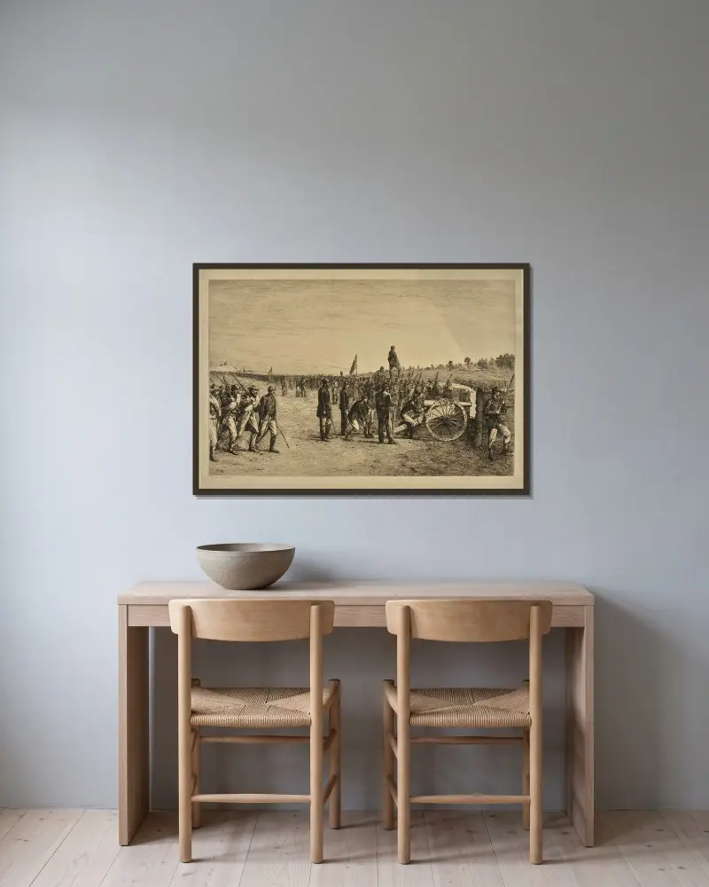 Infanterie von Edwin Forbes gerahmt an einer Wand