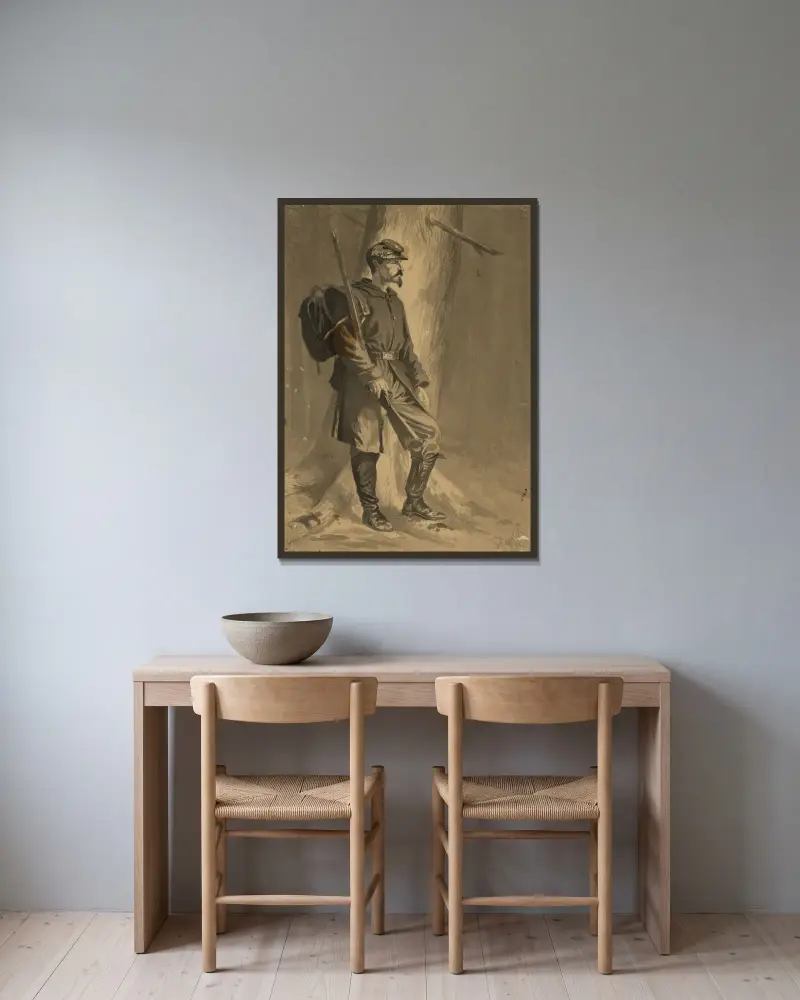 På postering i skogen av Edwin Forbes inramad på en vägg