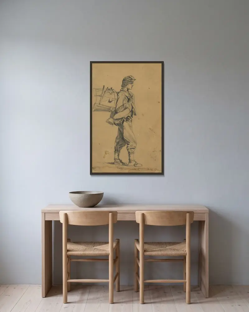 Bereit für den Marsch von Edwin Forbes gerahmt an einer Wand