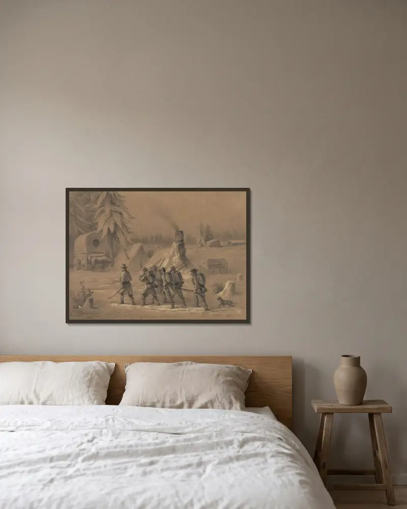 Rückkehr vom Vorpostendienst von Edwin Forbes gerahmt an einer Wand