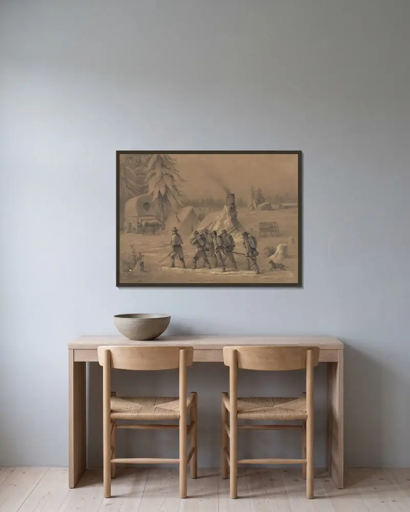 Rückkehr vom Vorpostendienst von Edwin Forbes gerahmt an einer Wand