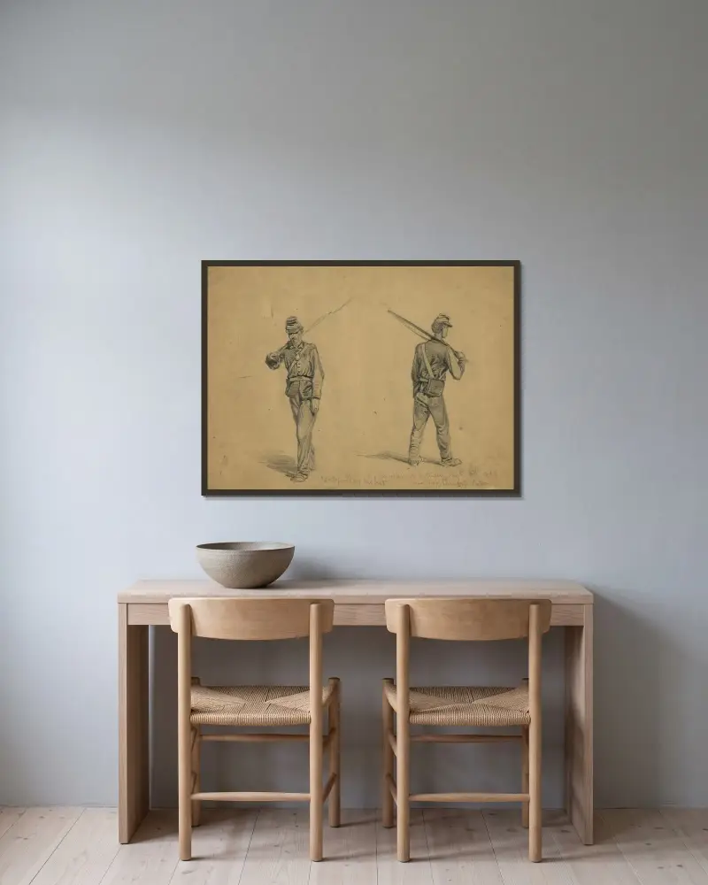 Wachposte auf seiner Runde von Edwin Forbes gerahmt an einer Wand