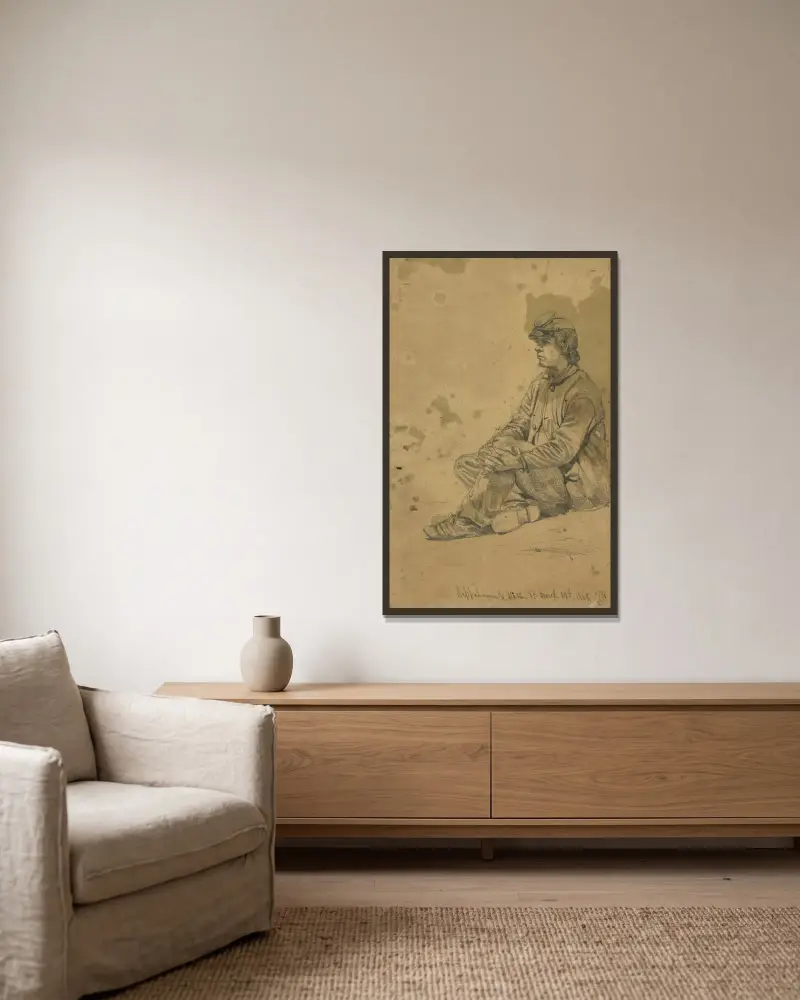 Er holt sich seine Ruhe von Edwin Forbes gerahmt an einer Wand