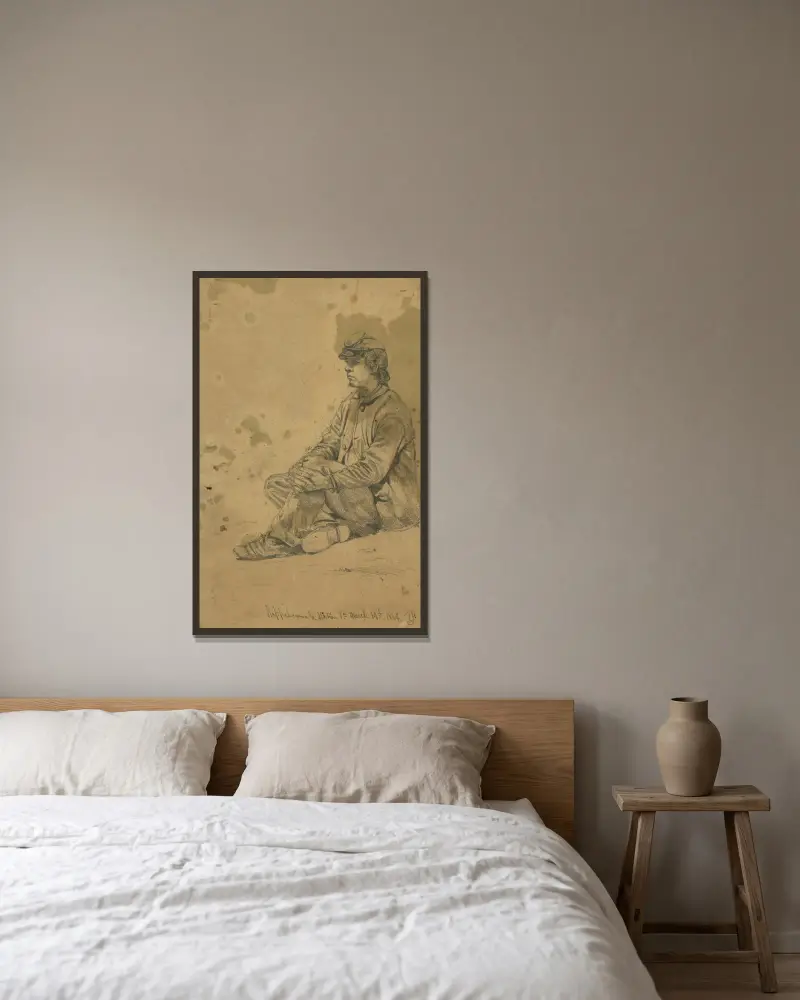 Er holt sich seine Ruhe von Edwin Forbes gerahmt an einer Wand