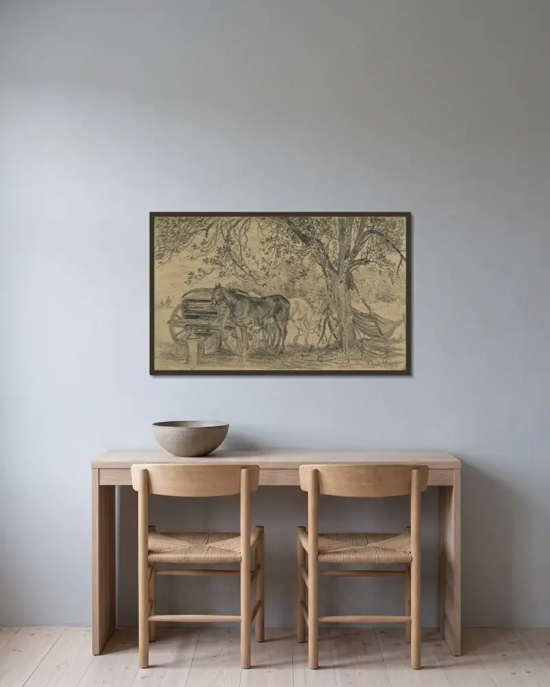 Die Kavallerieschmiede von Edwin Forbes gerahmt an einer Wand