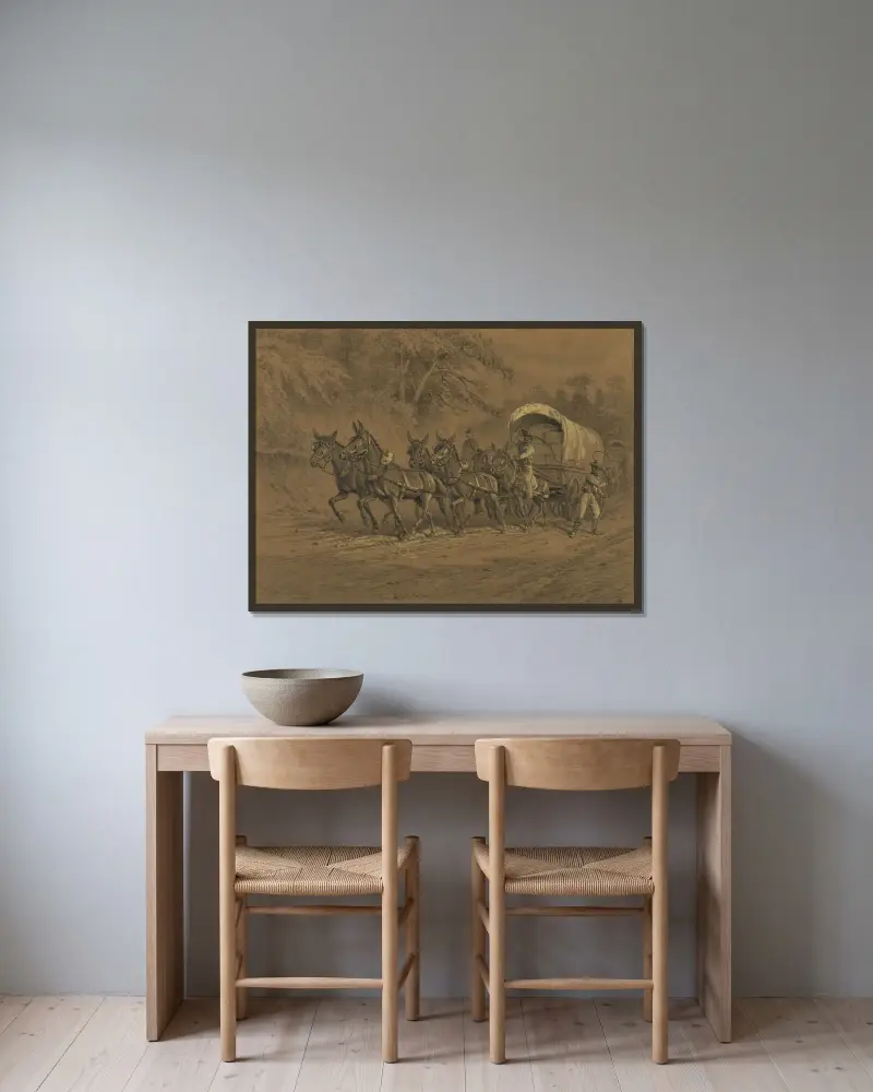 Der Versorgungszug von Edwin Forbes gerahmt an einer Wand