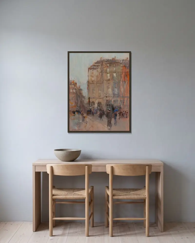 En grå dag i Paris av Frank Edwin Scott inramad på en vägg