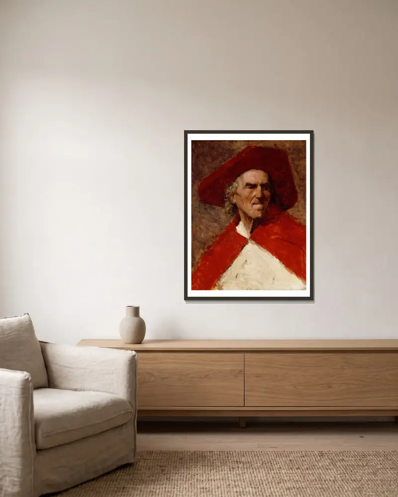 Homme au Chapeau Rouge av Frank Edwin Scott inramad på en vägg