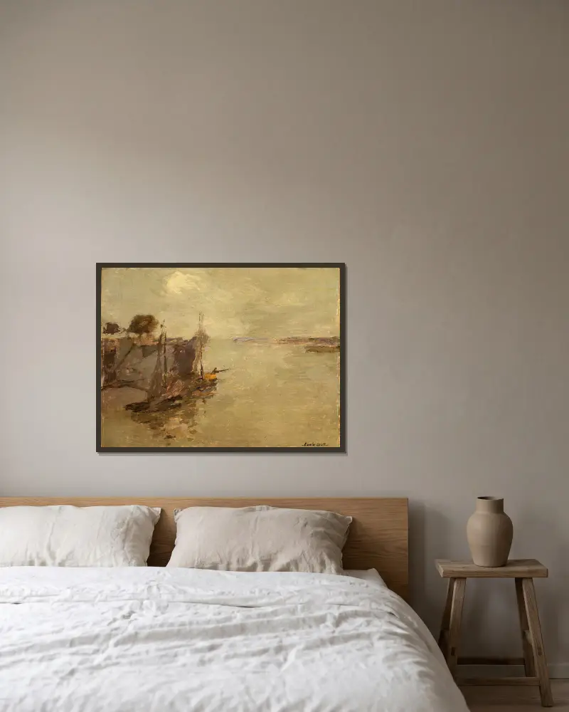 Fischerboote in Honfleur Nr. 2 von Frank Edwin Scott gerahmt an einer Wand