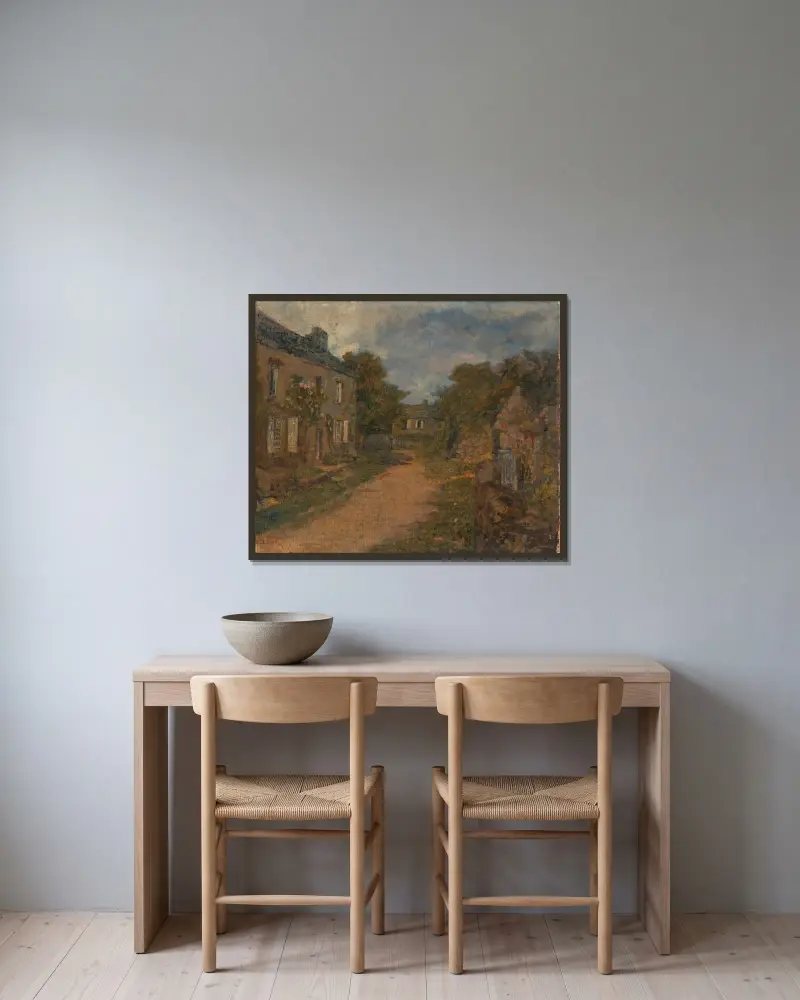 Millets hus av Frank Edwin Scott inramad på en vägg