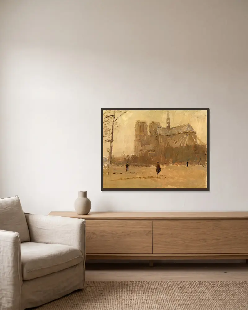Notre Dame Nr. I von Frank Edwin Scott gerahmt an einer Wand