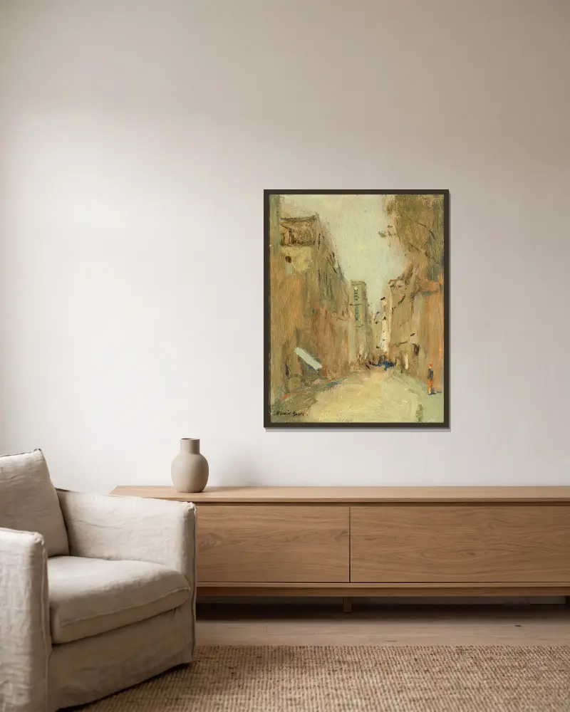 Rue San Jacques, Paris av Frank Edwin Scott inramad på en vägg