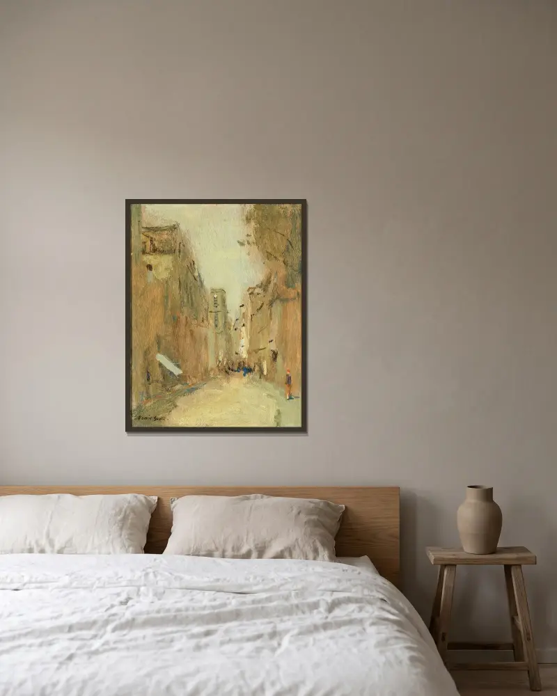 Rue San Jacques, Paris av Frank Edwin Scott inramad på en vägg
