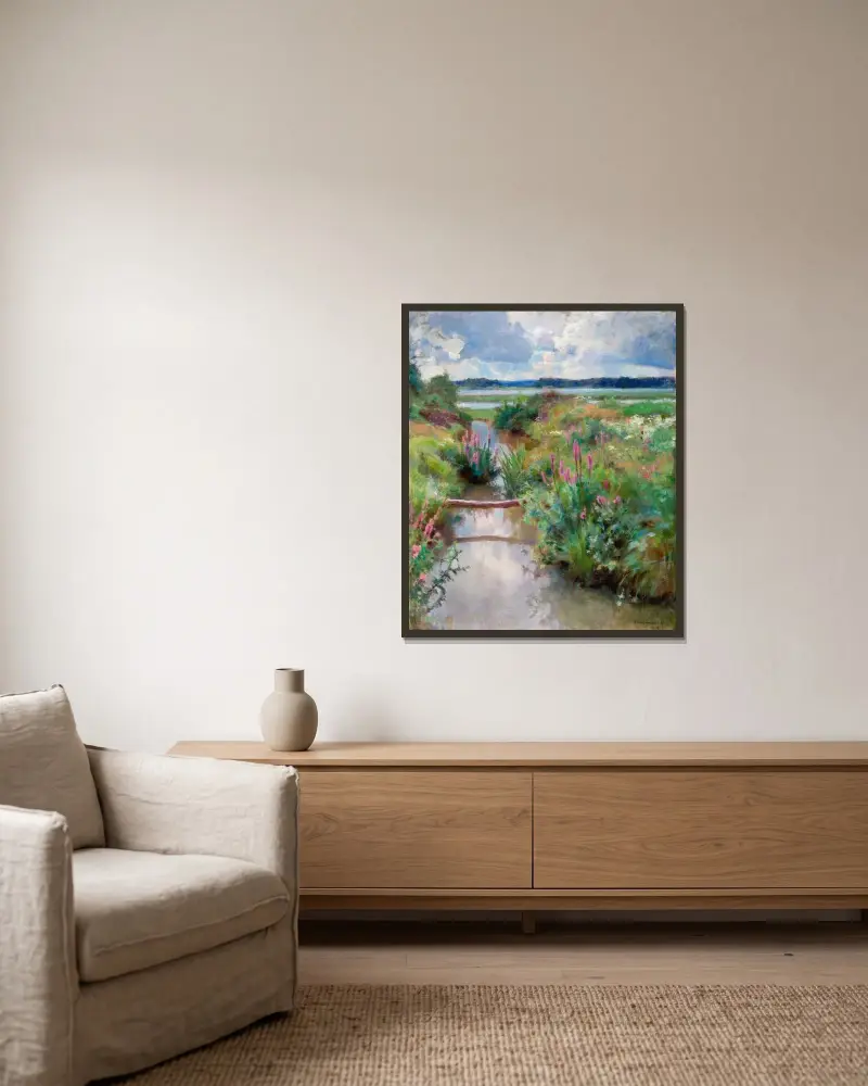 Blooming Summer av Eero Järnefelt inramad på en vägg