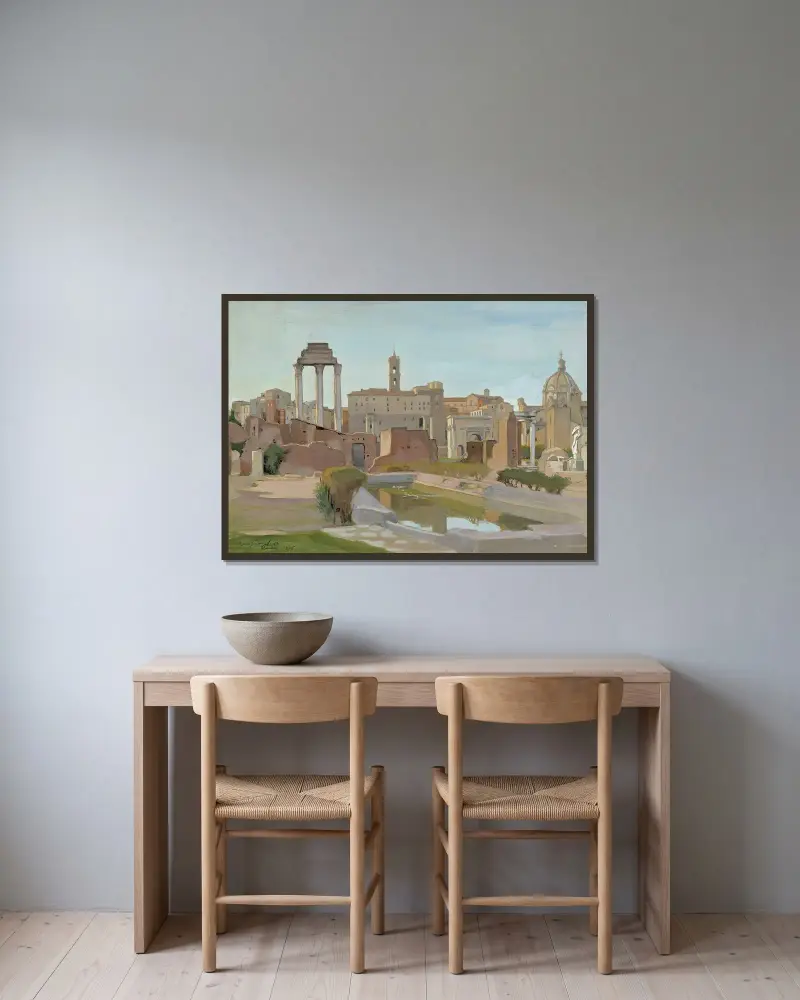 Forum Romanum av Eero Järnefelt inramad på en vägg