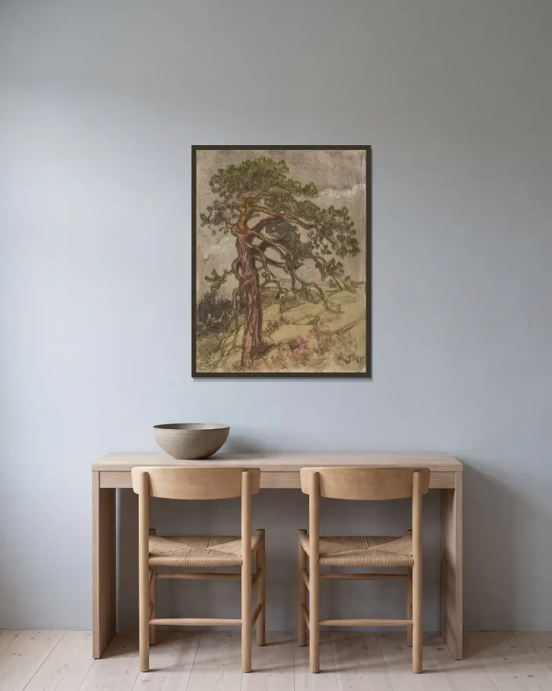 Kall tall av Eero Järnefelt inramad på en vägg