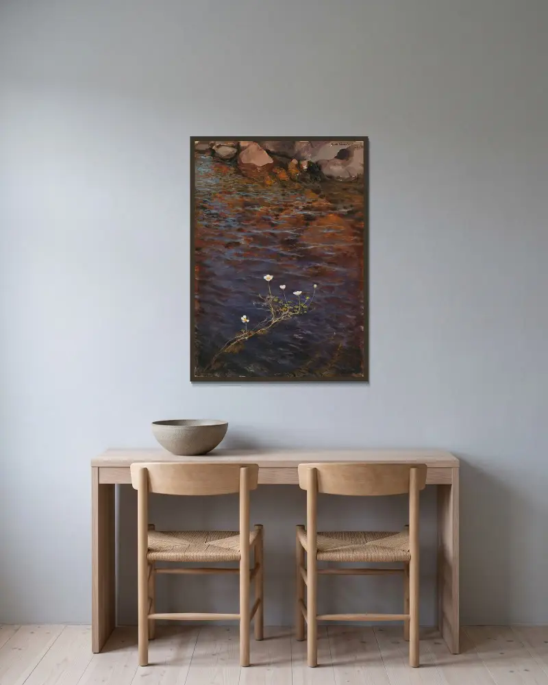 Vattenmöja av Eero Järnefelt inramad på en vägg