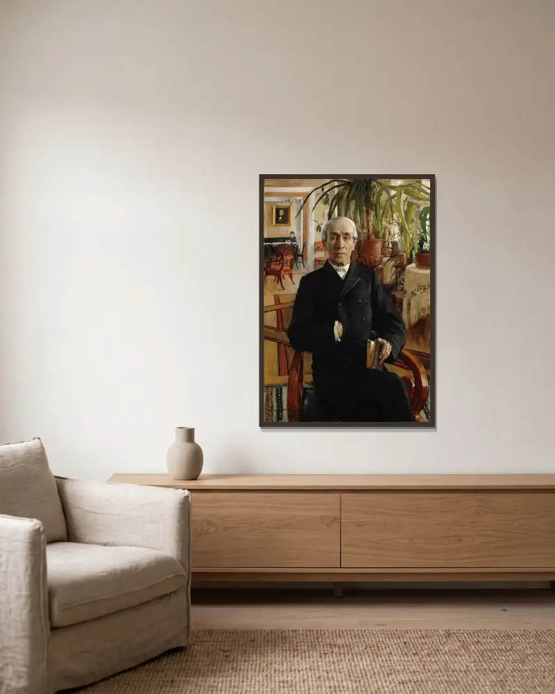 Portret barona Johana Philipa Palména, wicekanclerza uniwersytetu, Eero Järnefelt w ramie na ścianie