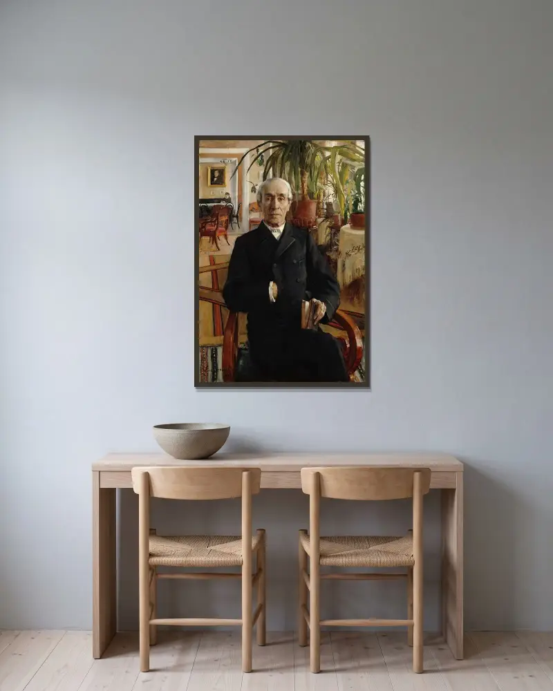 Portret barona Johana Philipa Palména, wicekanclerza uniwersytetu, Eero Järnefelt w ramie na ścianie