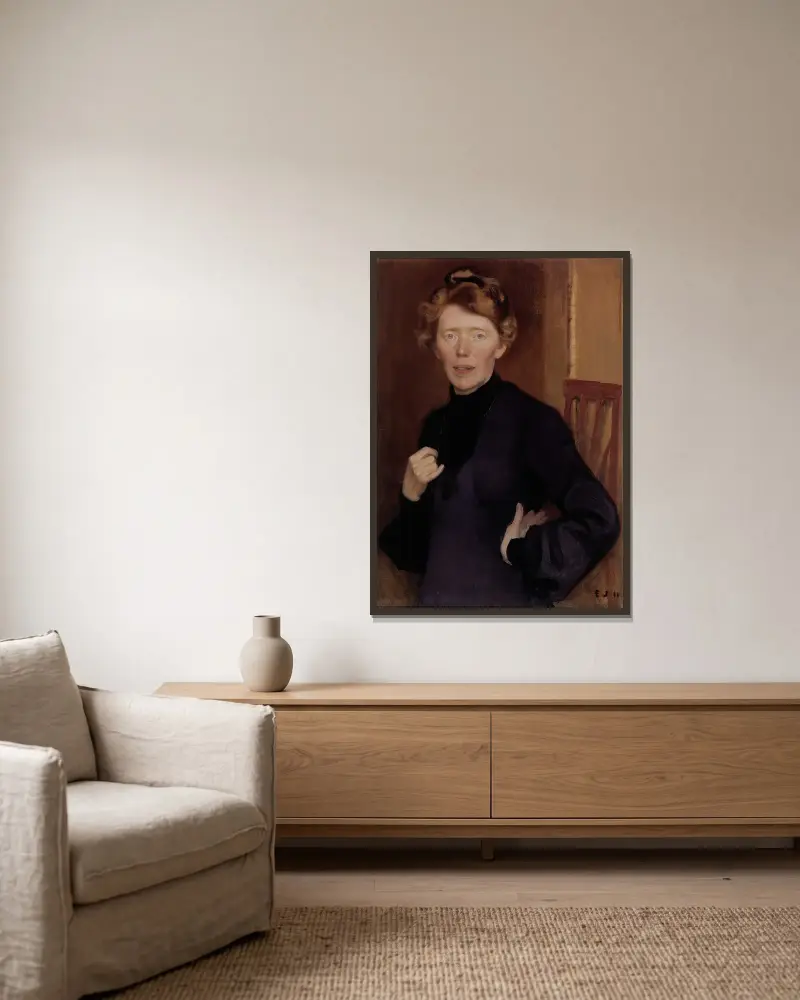 Portrait Of Tekla Hultin av Eero Järnefelt inramad på en vägg