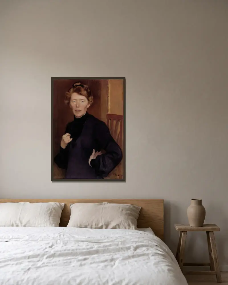 Portrait Of Tekla Hultin av Eero Järnefelt inramad på en vägg