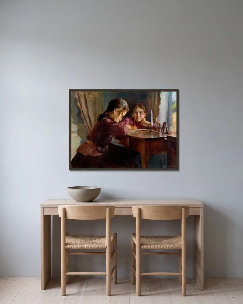 Syskon av Eero Järnefelt inramad på en vägg