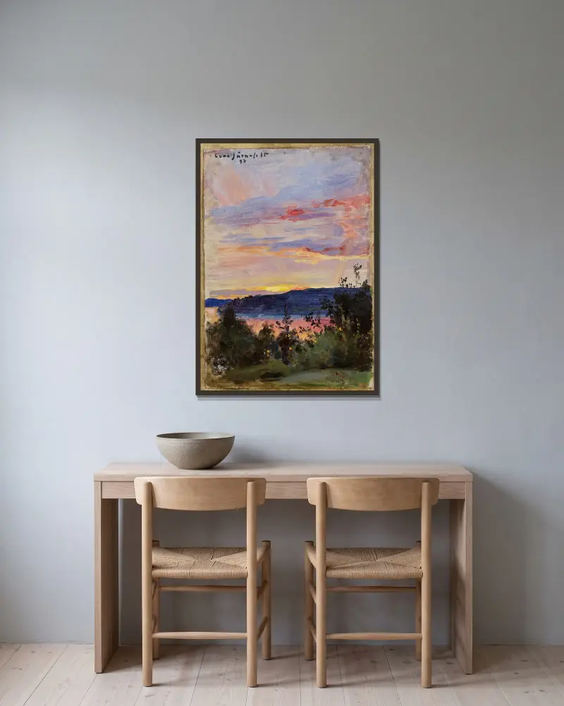 Západ slunce, Eero Järnefelt v rámu na stěně