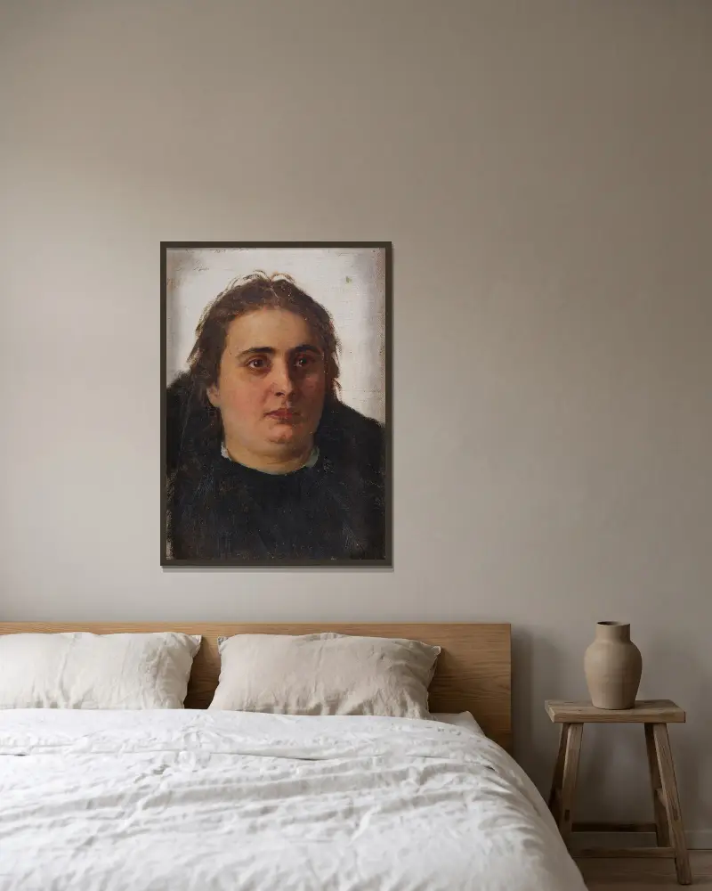 Portrait of Emilia Vasilievna Borisova av Ilya Efimovich Repin inramad på en vägg