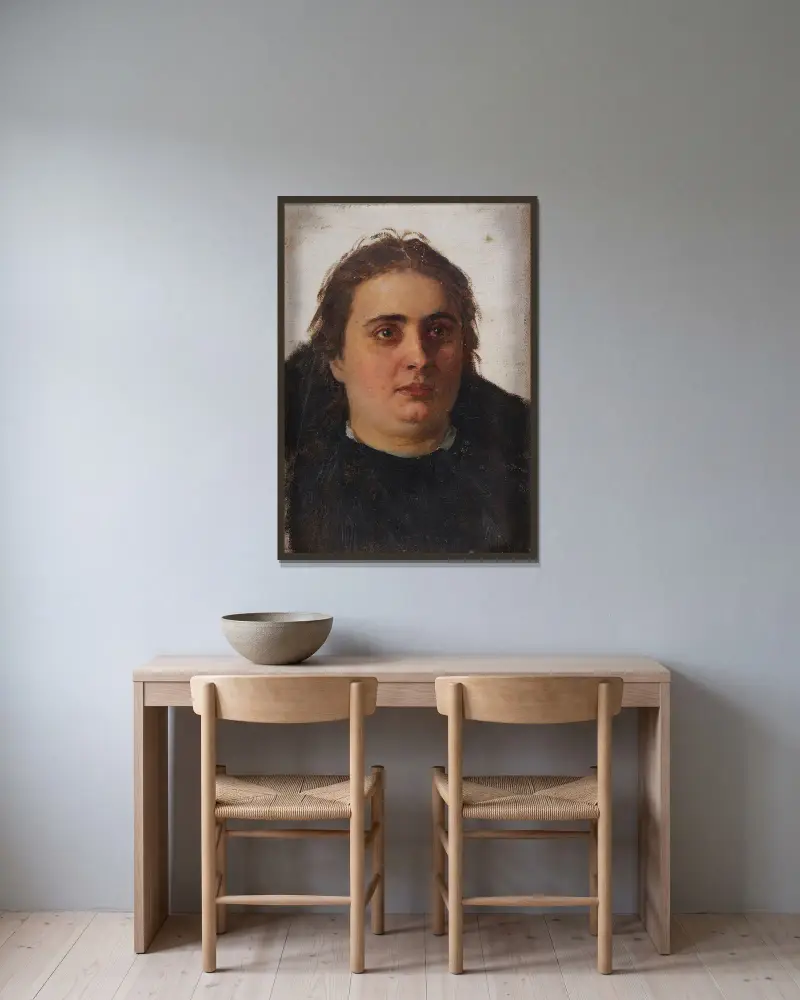 Portrait of Emilia Vasilievna Borisova av Ilya Efimovich Repin inramad på en vägg