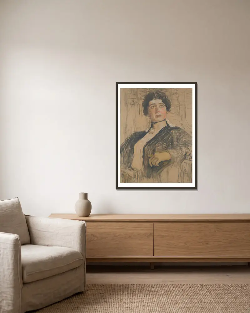 Portrait Of Veronika Abegg-Werefkin av Ilya Efimovich Repin inramad på en vägg