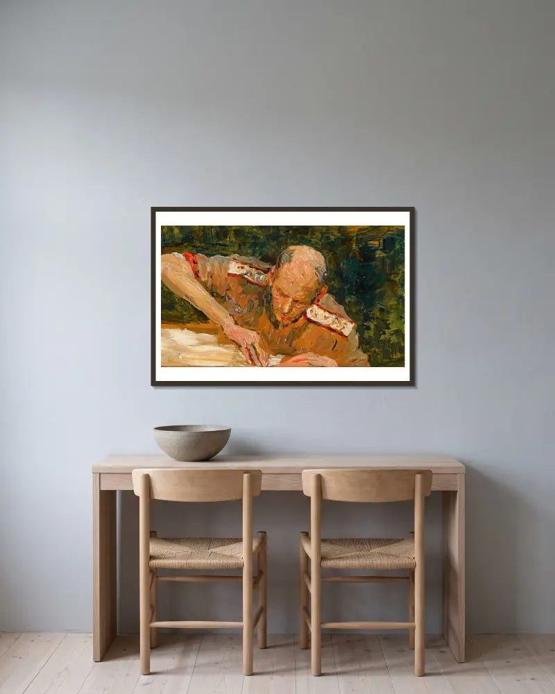 Studie k souboji, Ilya Efimovich Repin v rámu na stěně