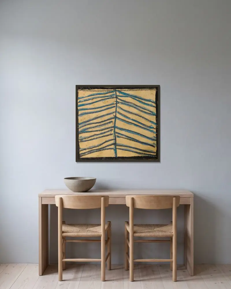 Abstrahierter Nadelbaum von Egon Schiele gerahmt an einer Wand