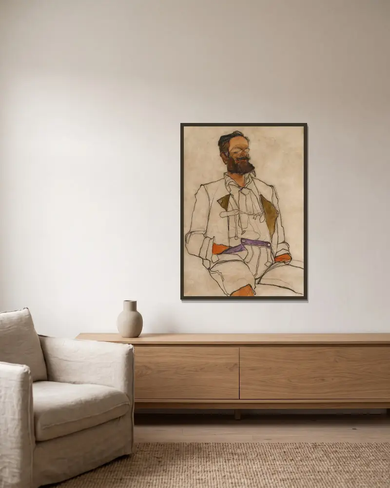 Portrét muže (Carl Reininghaus), Egon Schiele v rámu na stěně