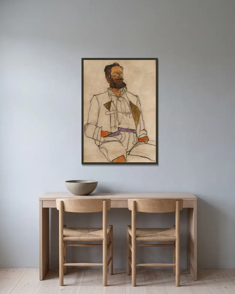 Portrét muže (Carl Reininghaus), Egon Schiele v rámu na stěně