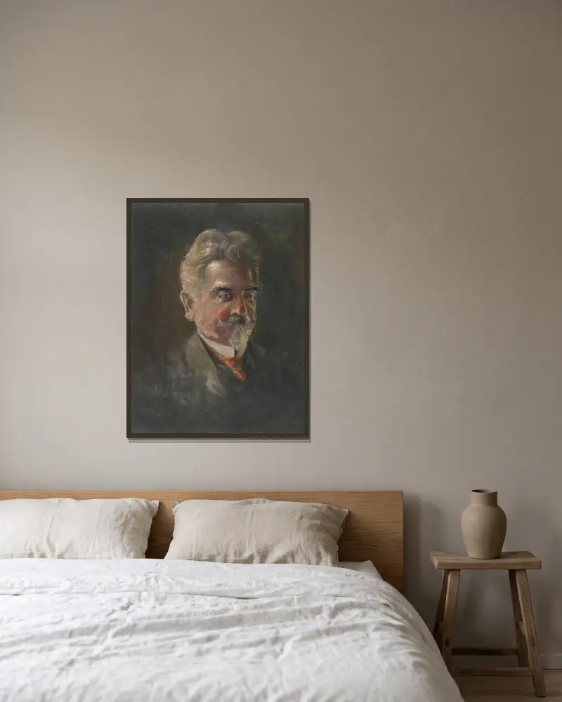 Bildnis Leopold Czihaczek av Egon Schiele inramad på en vägg