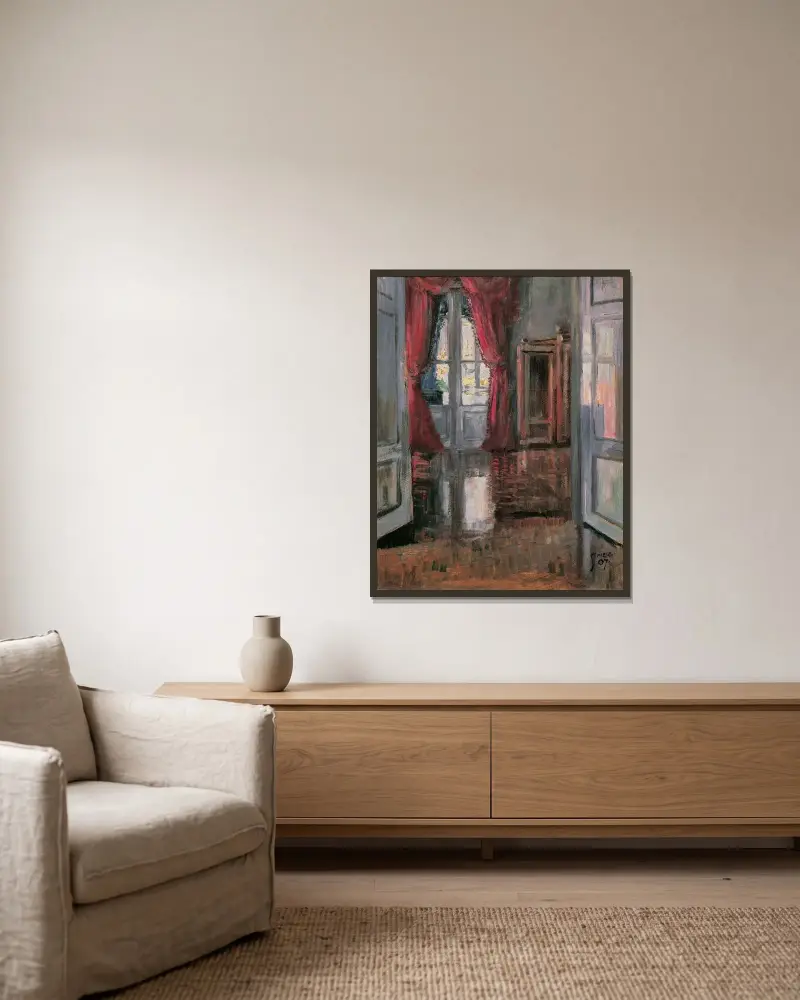 Blick in die Wohnung von Leopold und Marie Czihaczek av Egon Schiele inramad på en vägg