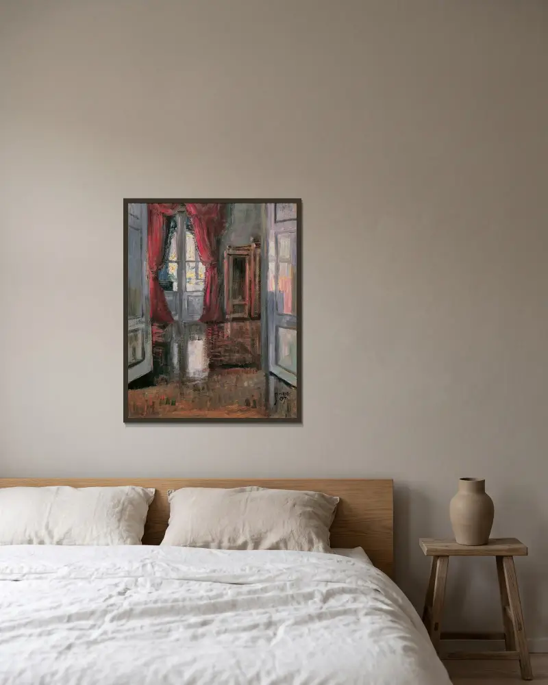 Blick in die Wohnung von Leopold und Marie Czihaczek av Egon Schiele inramad på en vägg