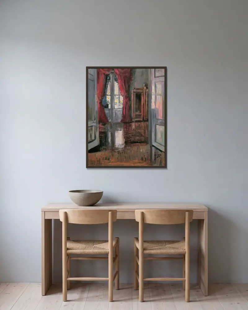 Blick in die Wohnung von Leopold und Marie Czihaczek av Egon Schiele inramad på en vägg