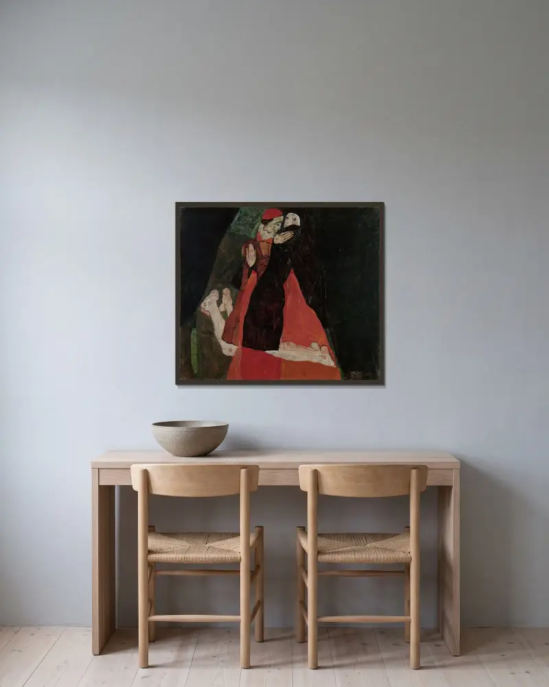 Kardinál a jeptiška, Egon Schiele v rámu na stěně