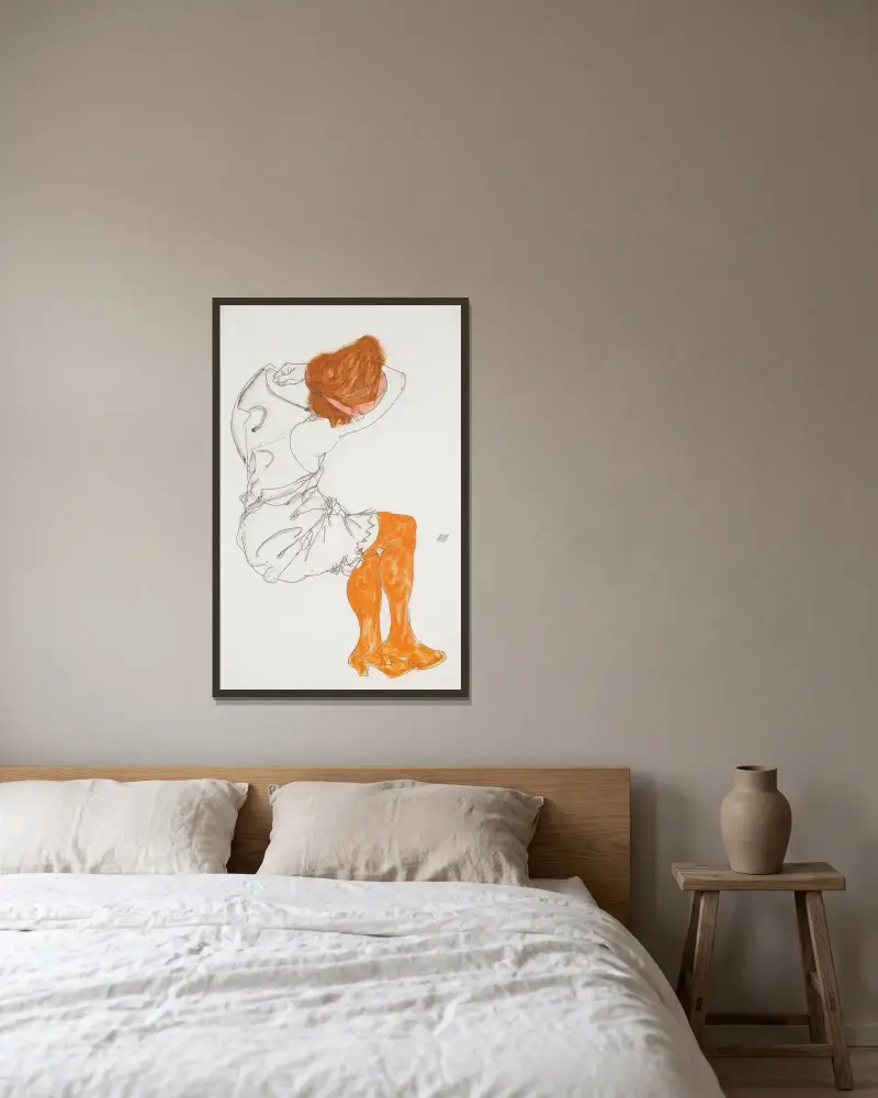 Śpiąca dziewczyna, Egon Schiele w ramie na ścianie