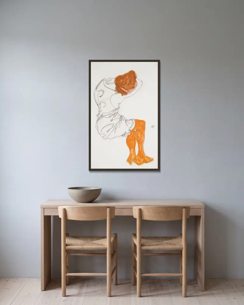 Śpiąca dziewczyna, Egon Schiele w ramie na ścianie
