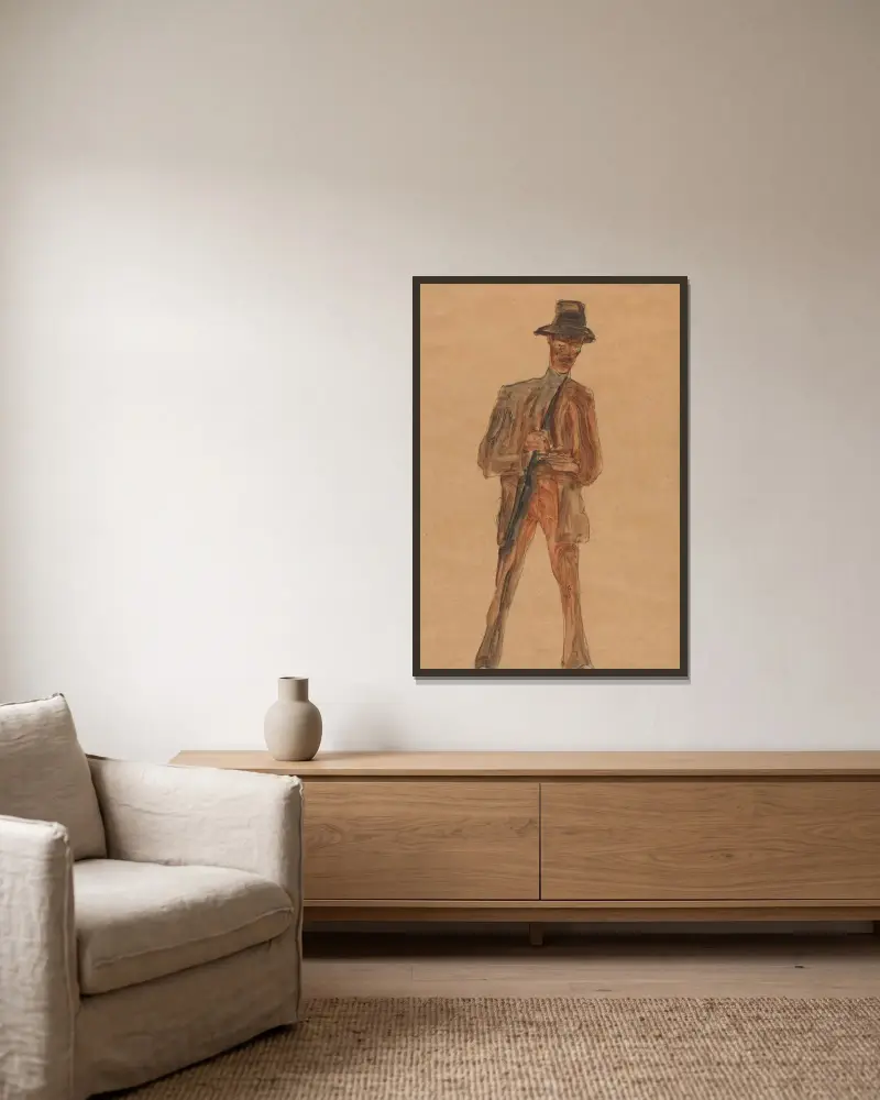 Franz Weigang von Egon Schiele gerahmt an einer Wand