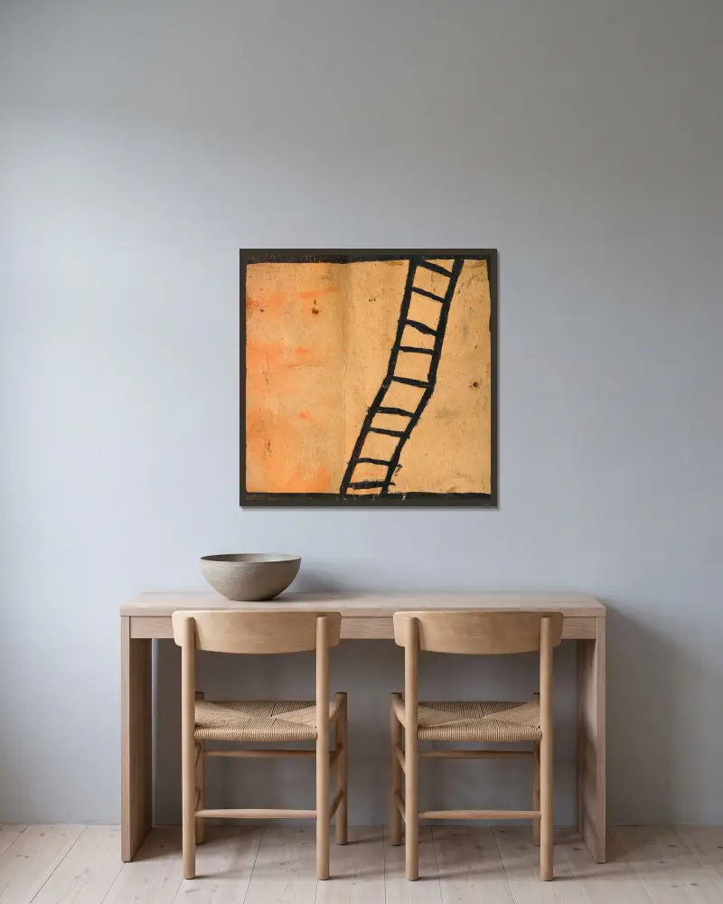 Geknickte Leiter von Egon Schiele gerahmt an einer Wand