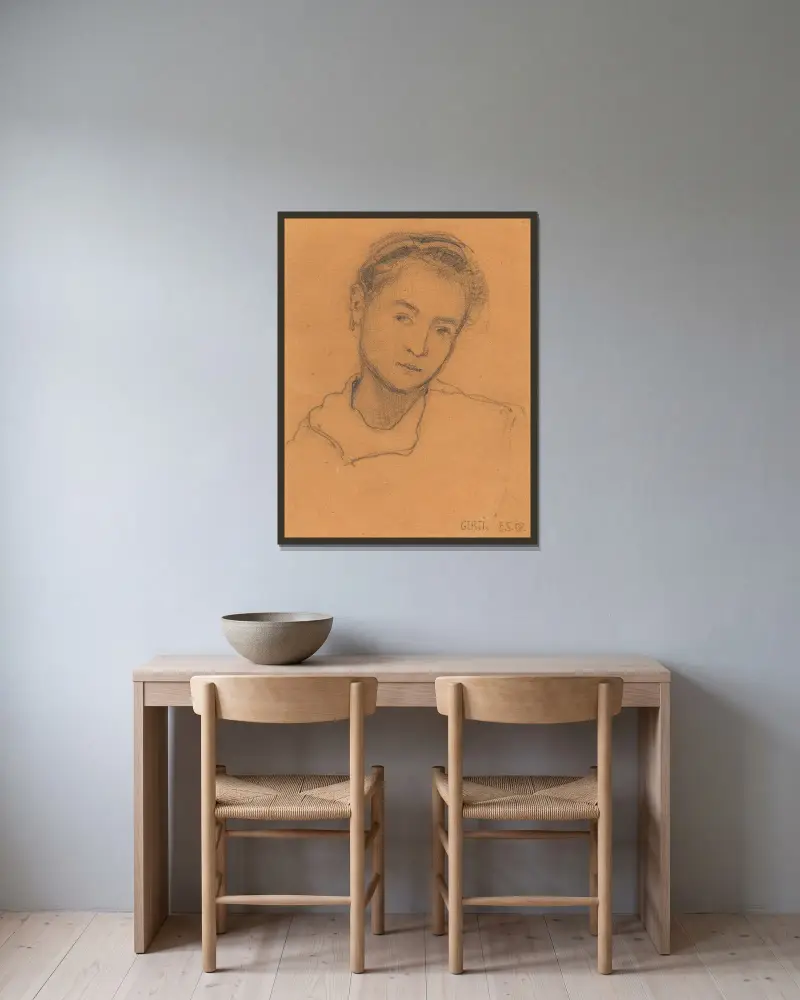 Gerti Schiele mit zwölf Jahren av Egon Schiele inramad på en vägg