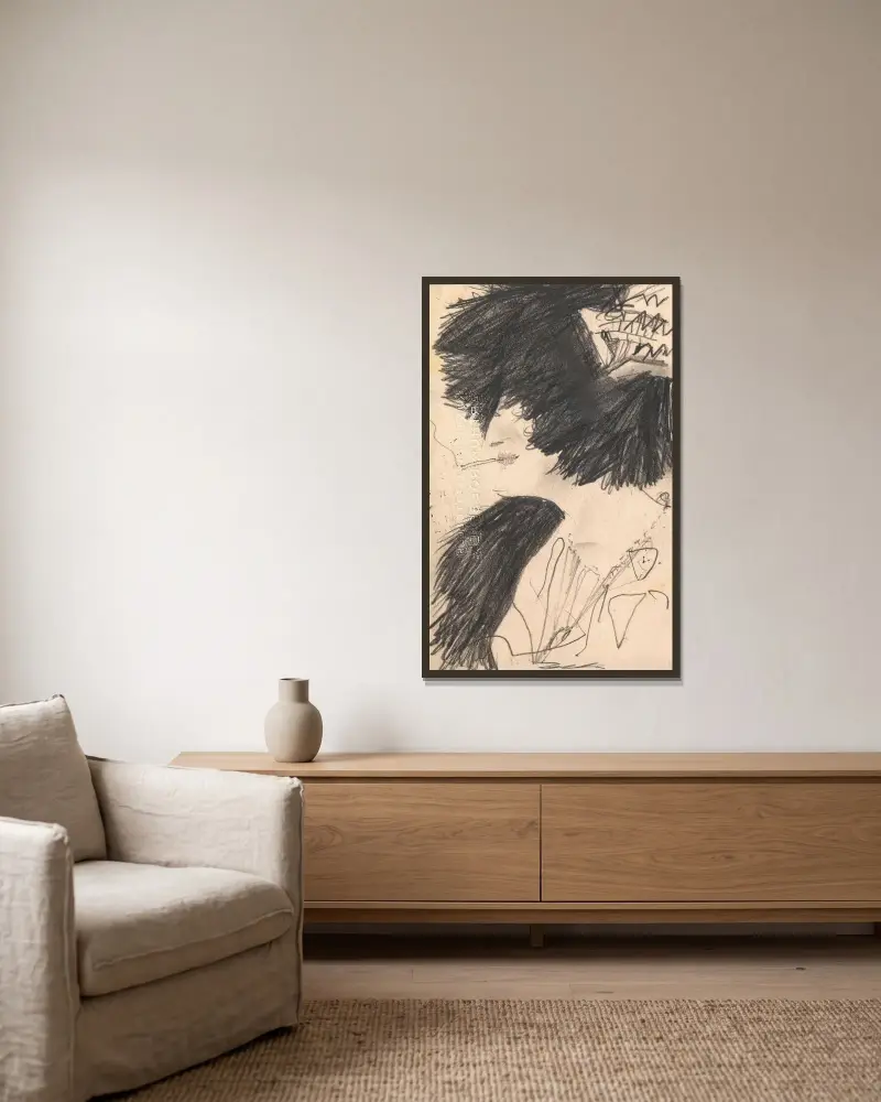 Grete Wolf von Egon Schiele gerahmt an einer Wand