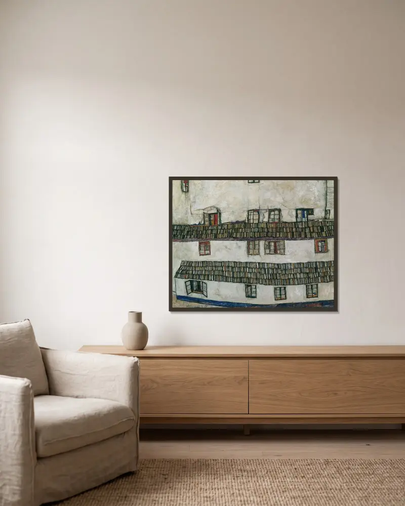 Dům, zeď (okno), Egon Schiele v rámu na stěně